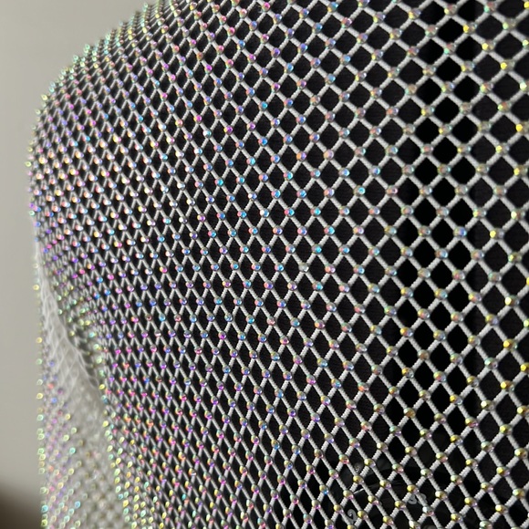 White mesh with stone glamours dress cover up - Picture 8 of 11